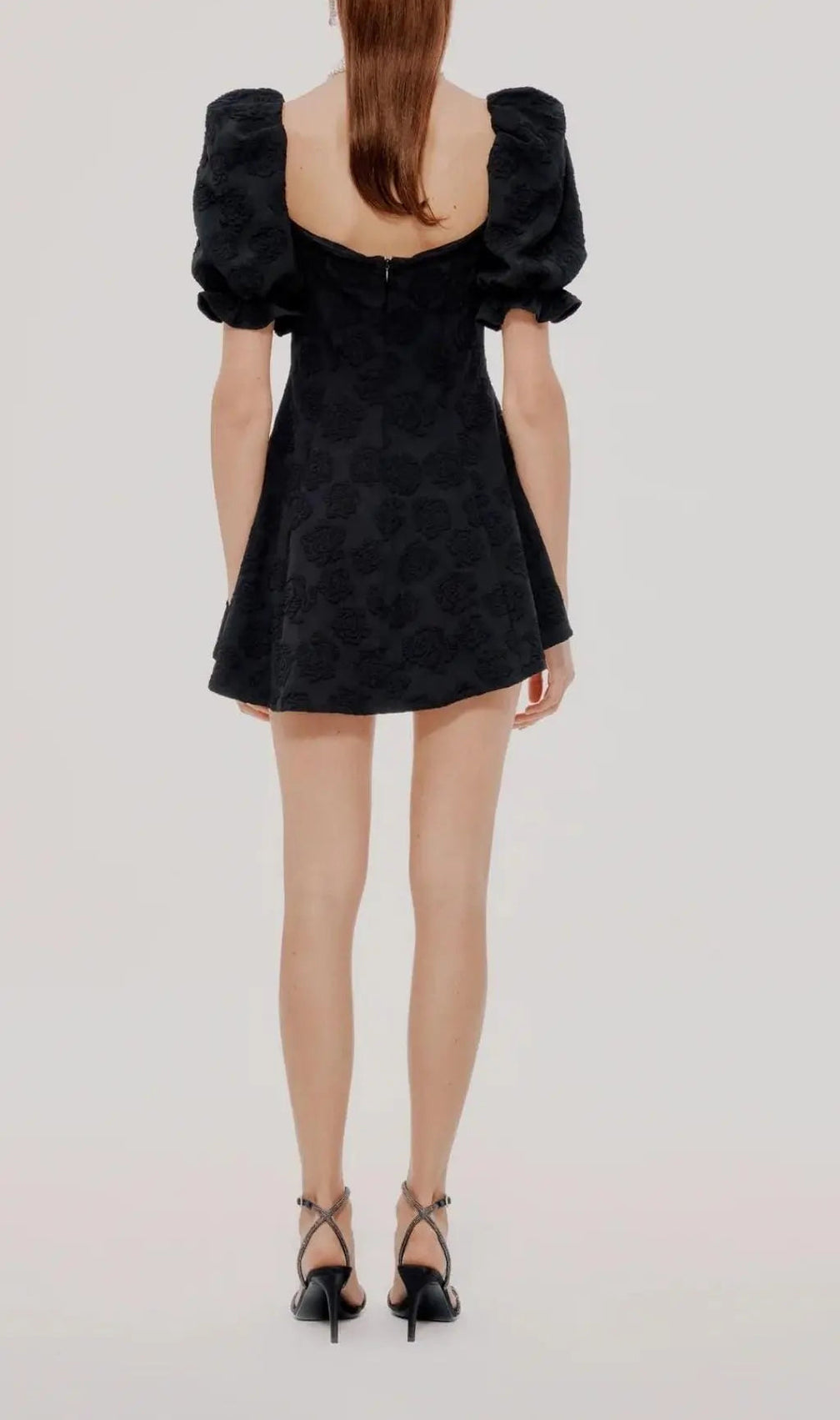 Diamond Floral Backless Mini Dress In Black