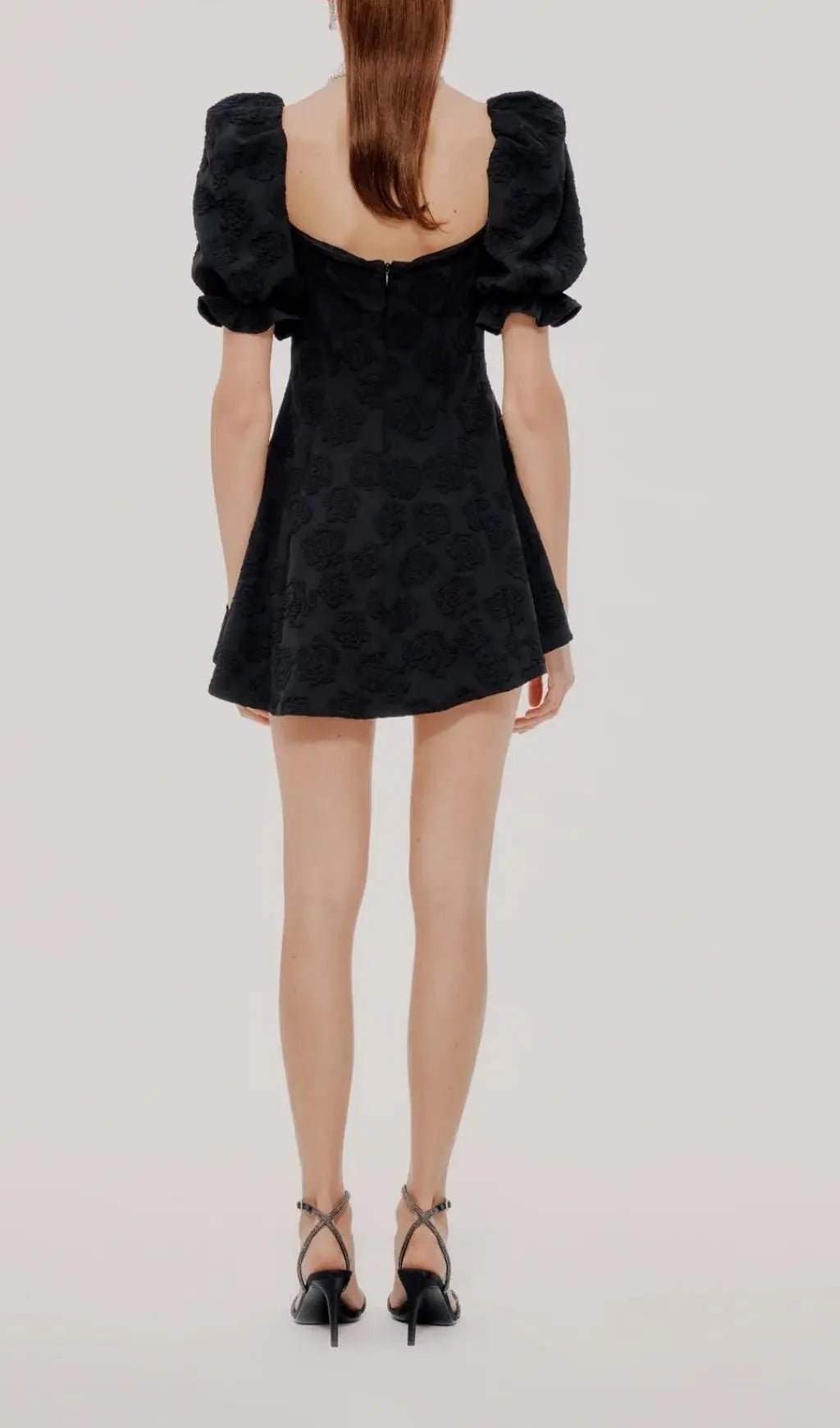 Diamond Floral Backless Mini Dress In Black