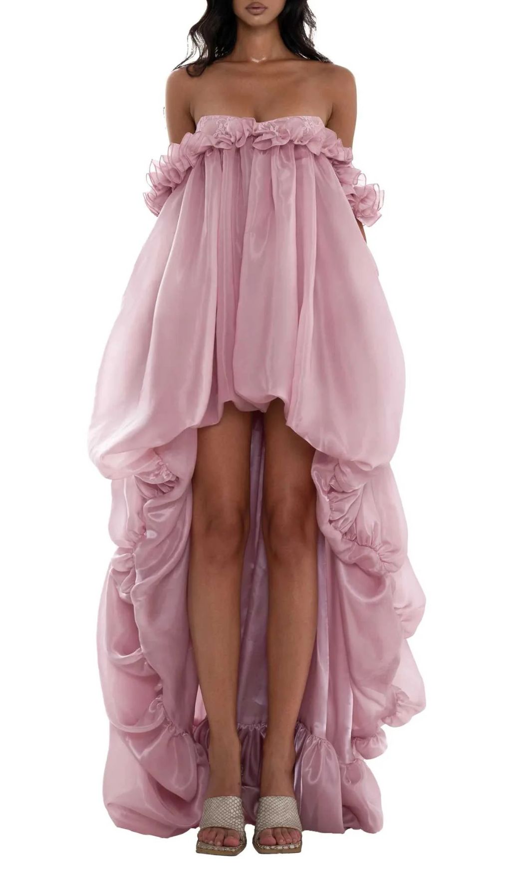 Janeeva Ethereal Ruffle Maxi Dress | Romantic High-Low Off-Shoulder Gown