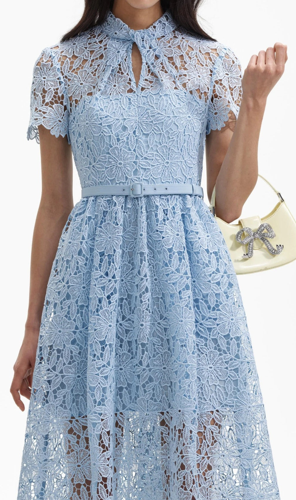 Ariah Blue Lace A Line Midi Dress