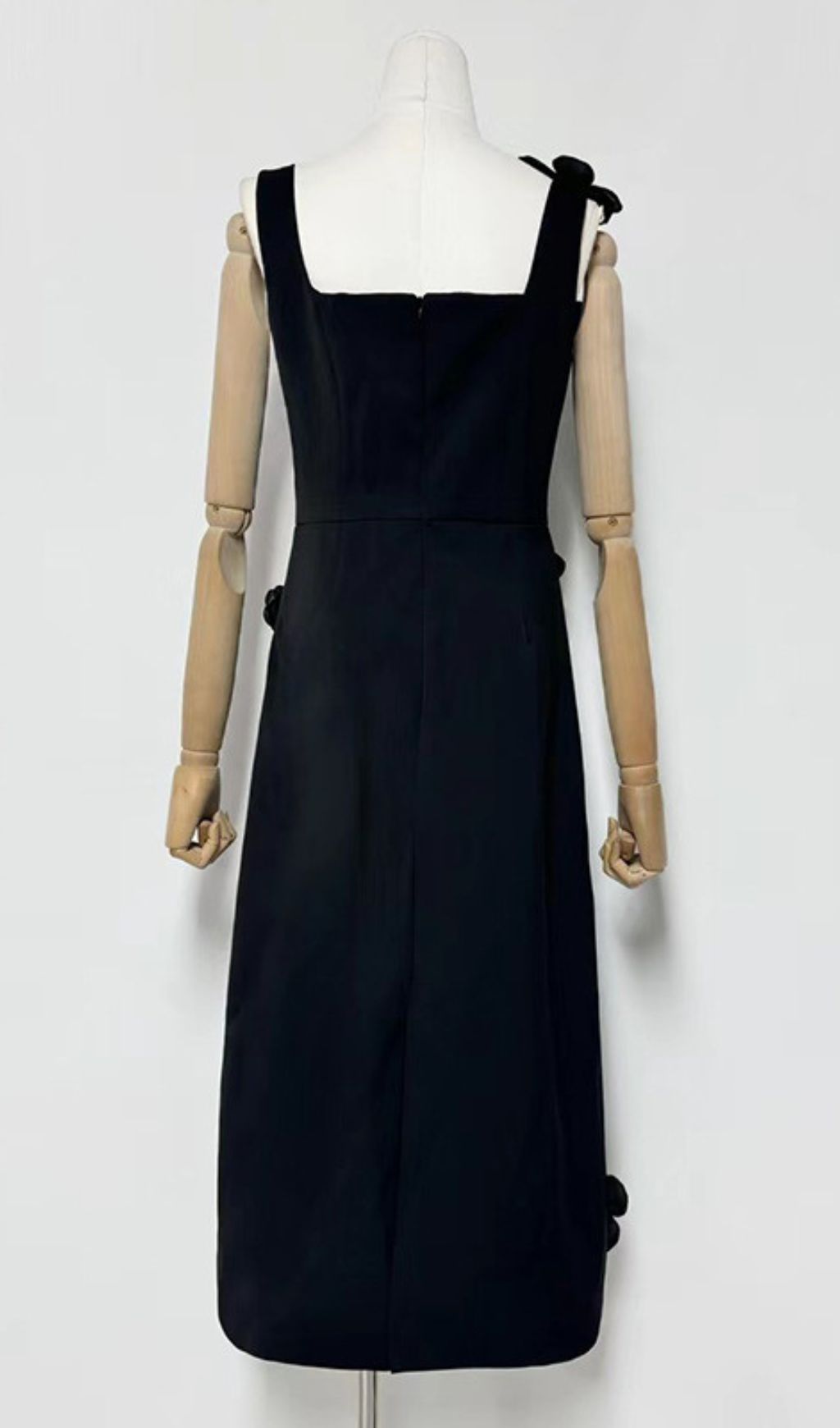 Harper Black Flower Embellished Midi Dress