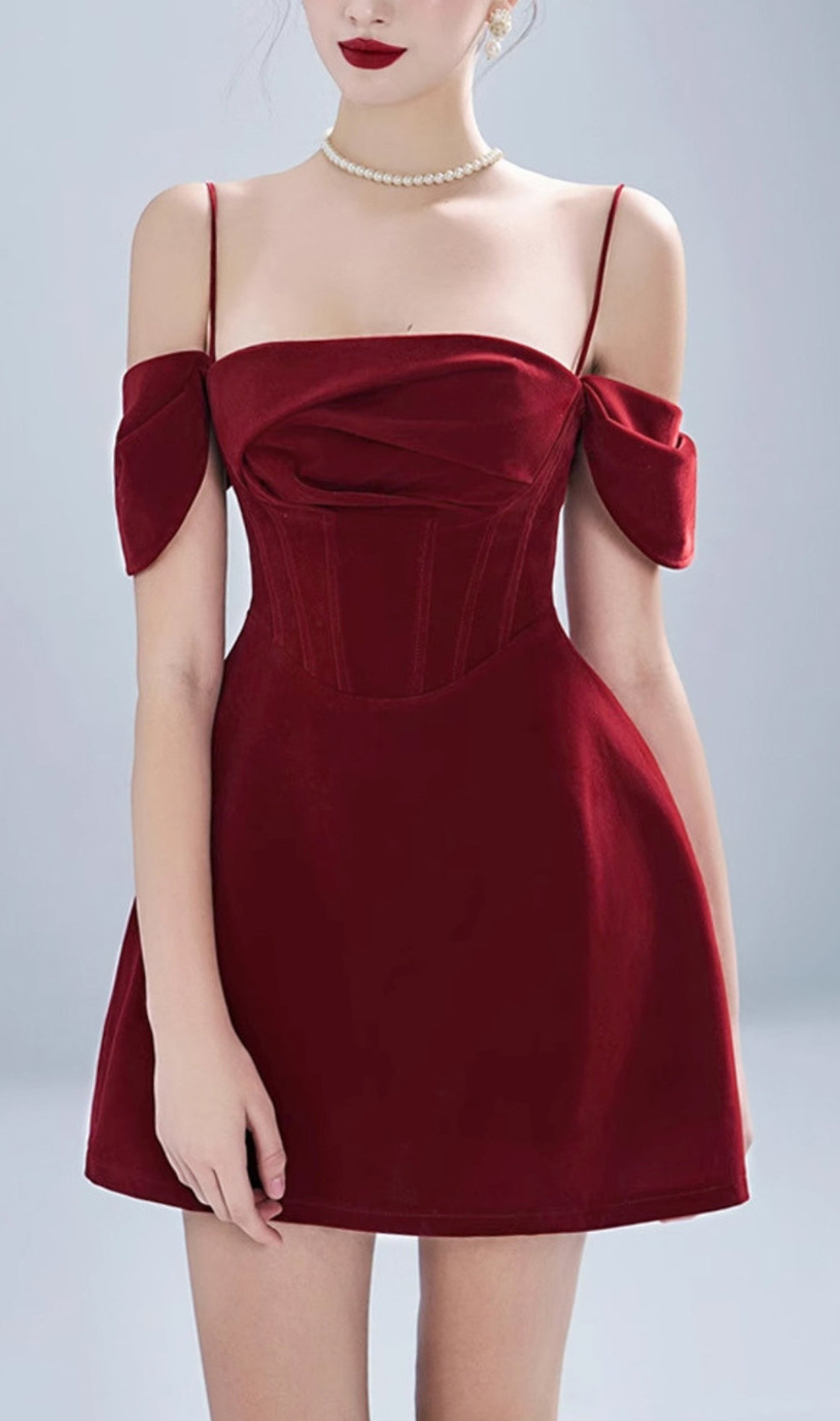 Canice Red Ruched Corset Mini Dress