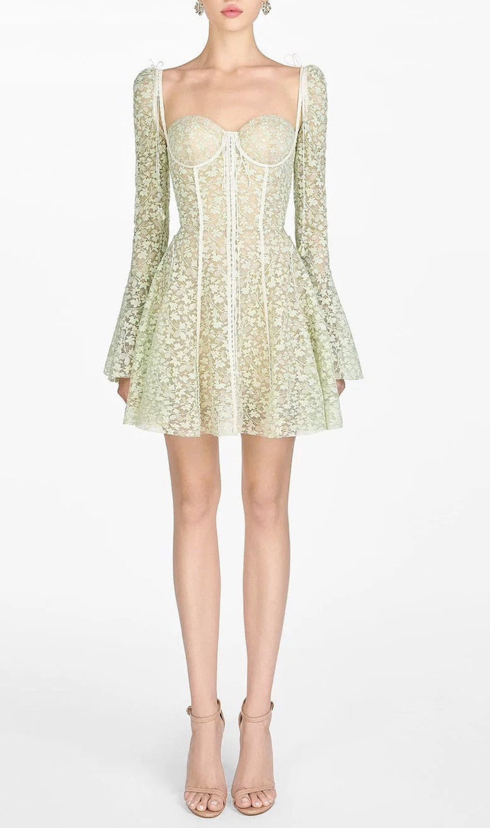 Albinia Mint Floral Mini Dress