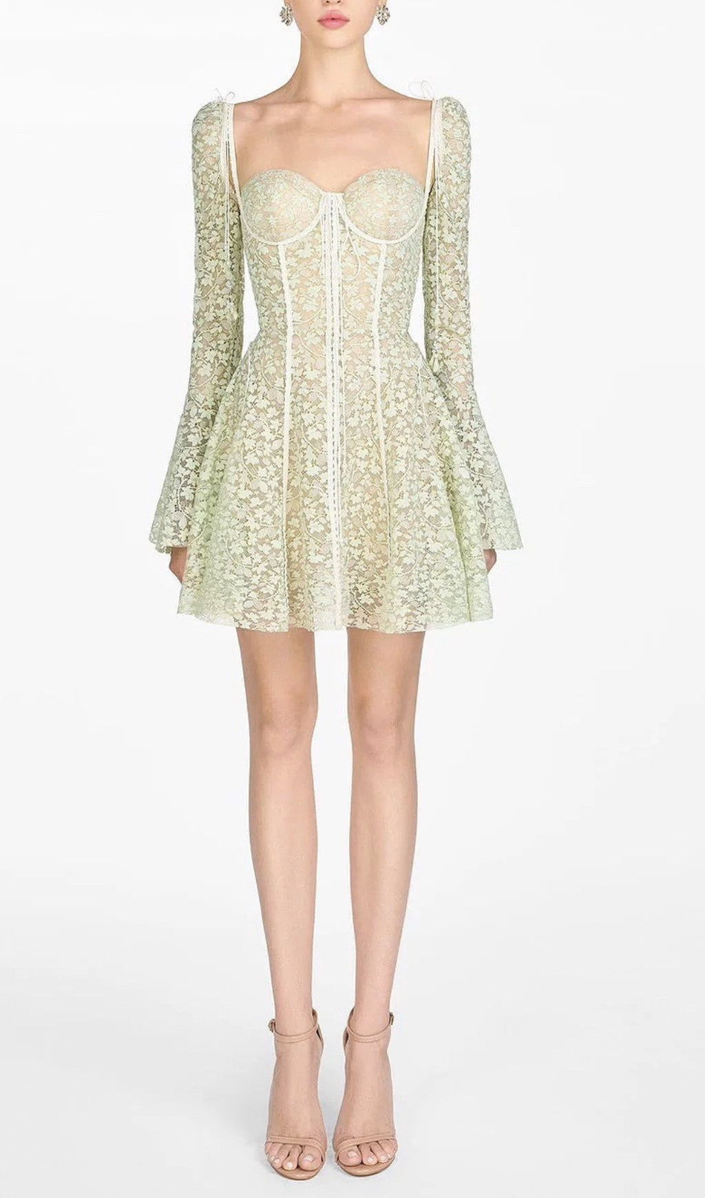 Albinia Mint Floral Mini Dress