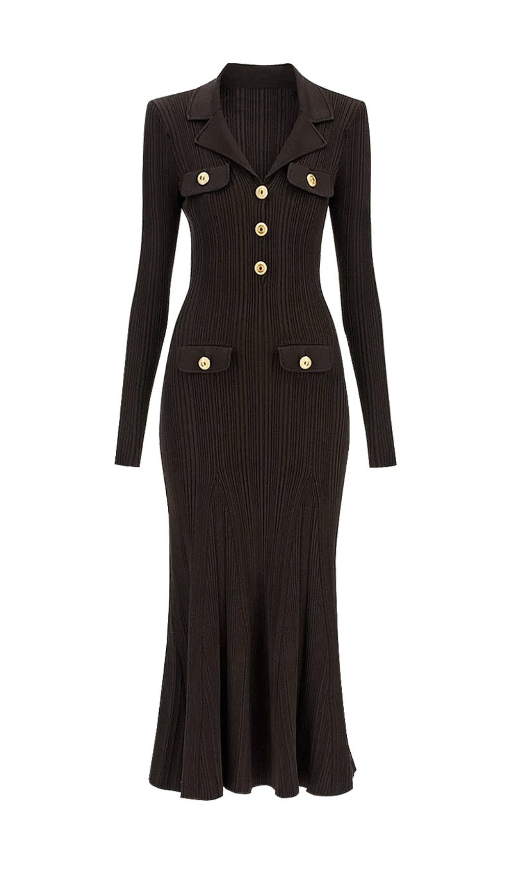 Clidhna Long Sleeve Button Knit Midi Dress