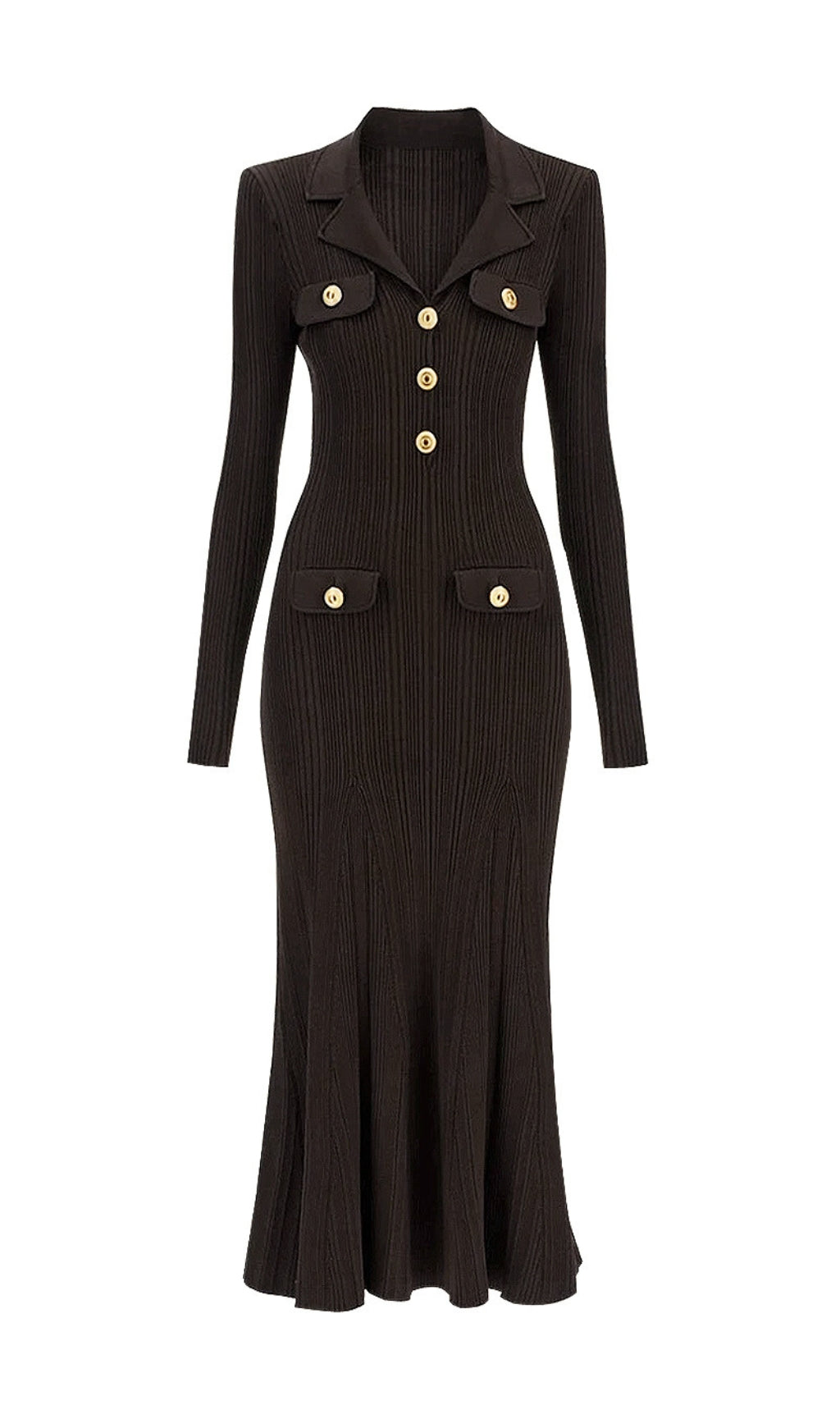 Clidhna Long Sleeve Button Knit Midi Dress