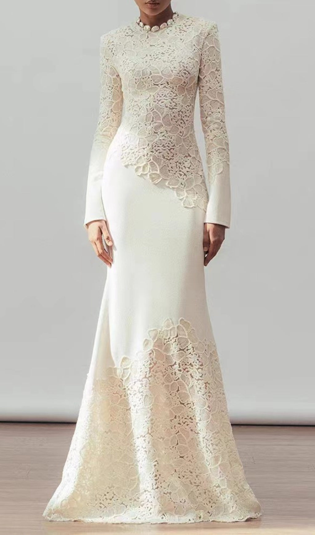 Elodie Lace Embroidery Long Sleeve Maxi Dress