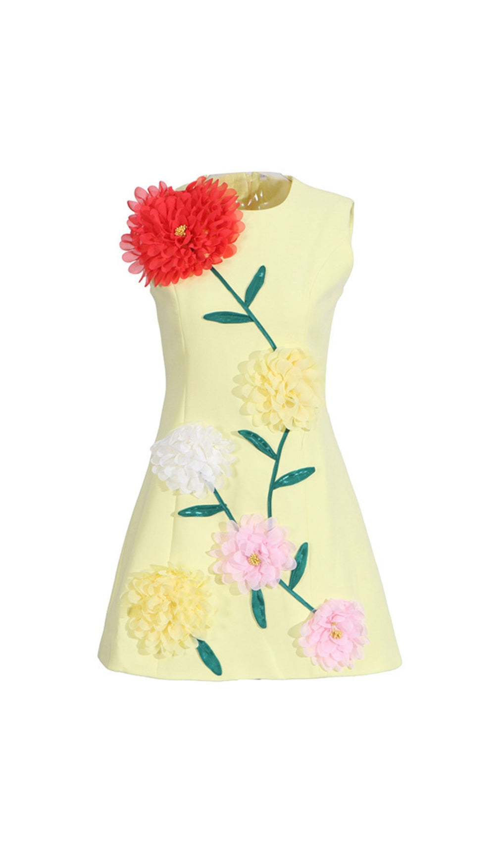 Erica Yellow Flower Mini Dress