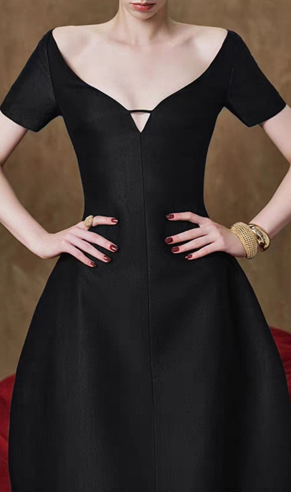 Kiojah Black V-Neck Maxi Dress