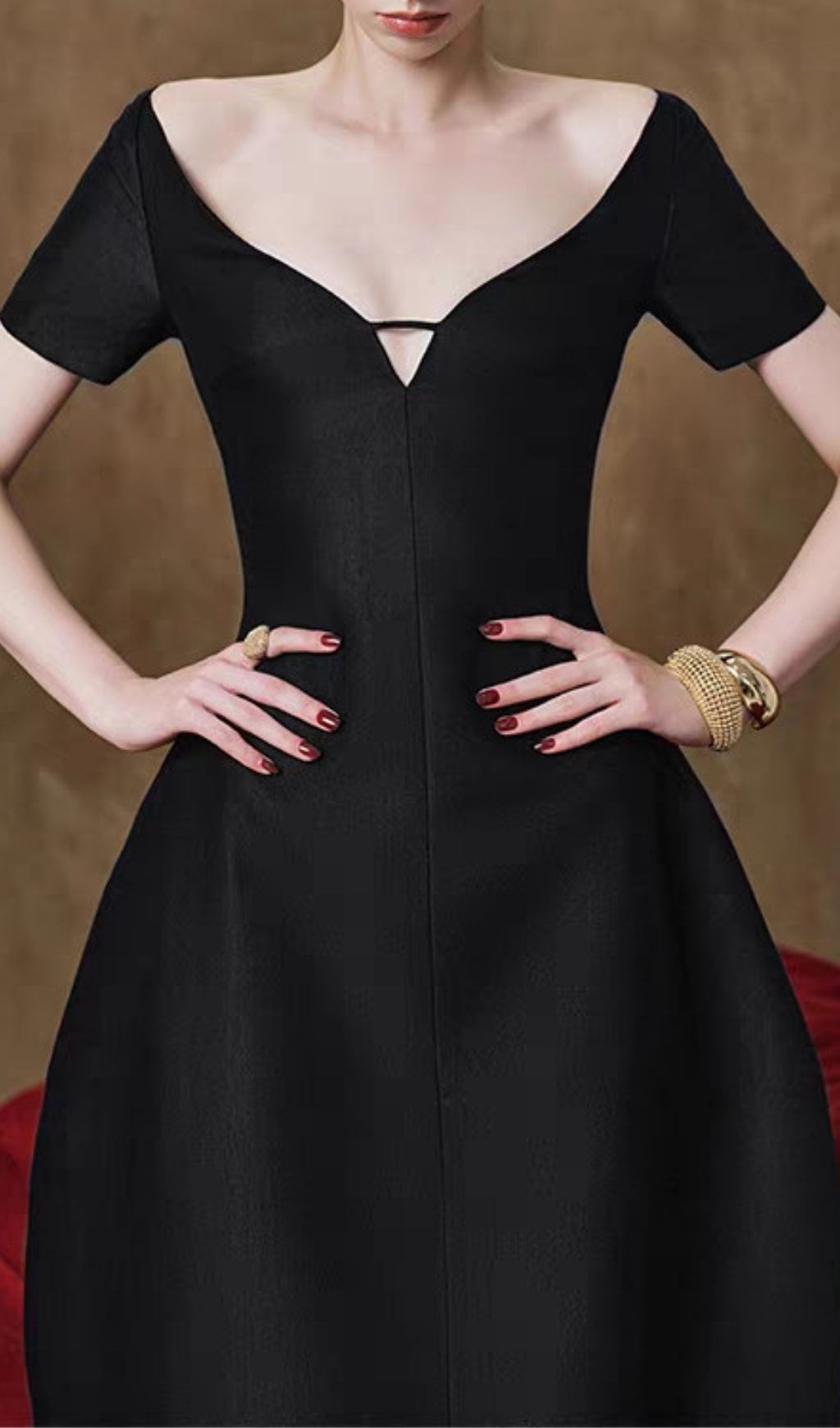 Kiojah Black V-Neck Maxi Dress