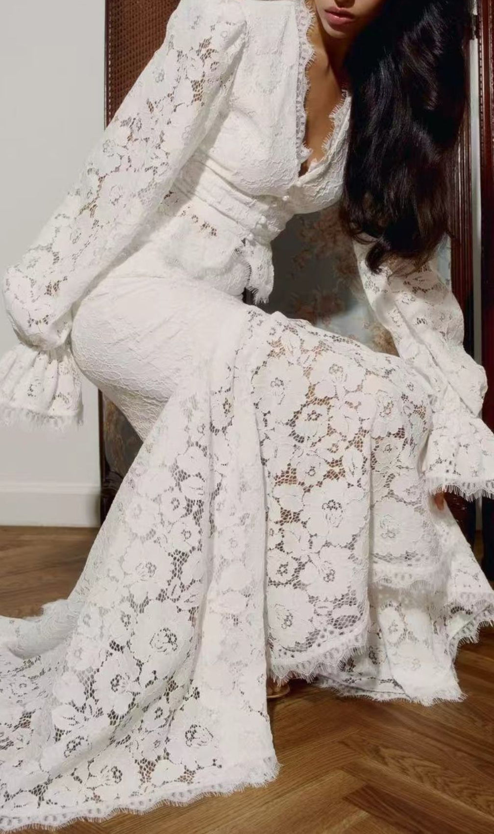 Jennaya White Lace Two-Piece Set | Modern Bridal & Event Elegance