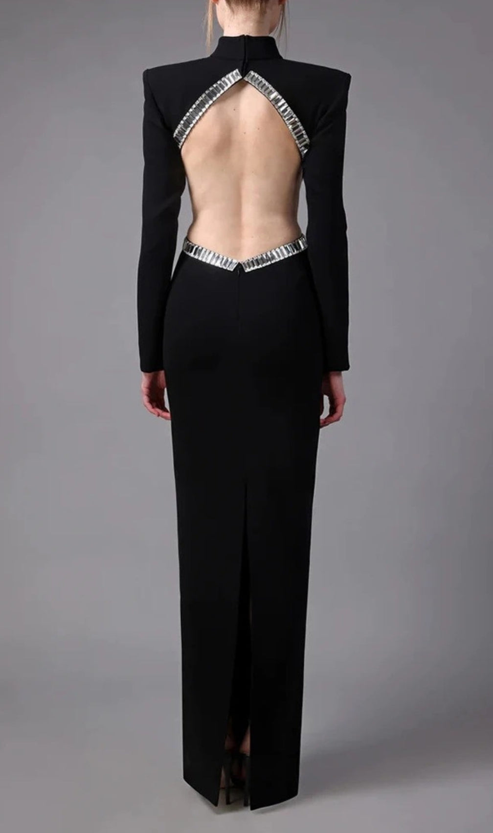 Annika Crepe Gown With Crystal Cutouts