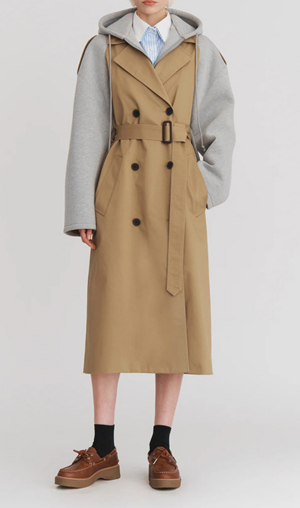 Gwidon Color-blocked Long Coat With A Hood