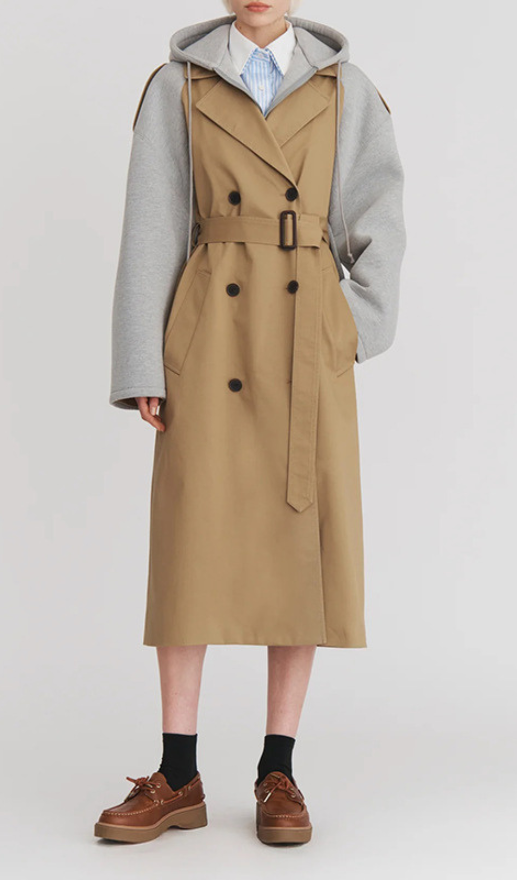 Gwidon Color-blocked Long Coat With A Hood