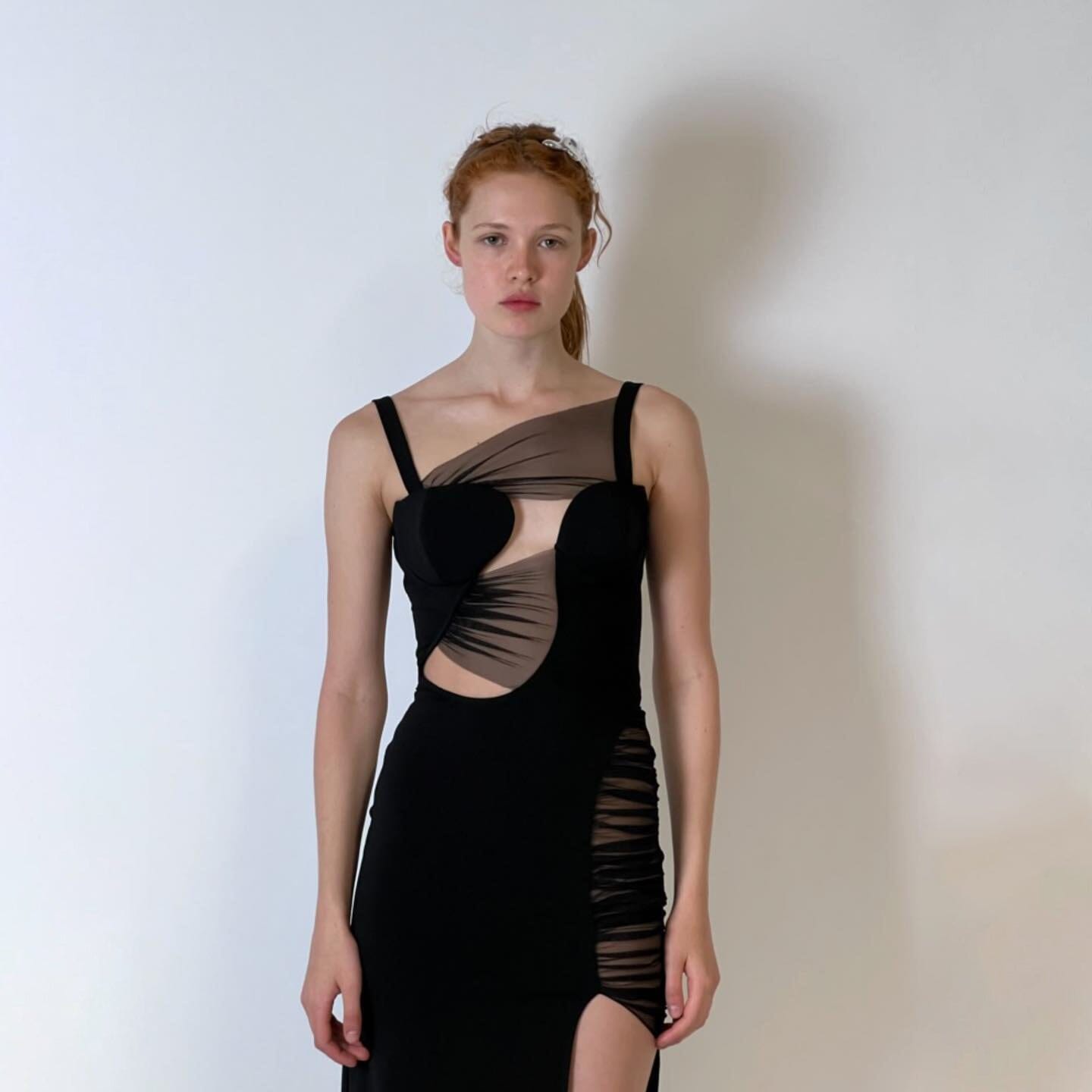 Irregular Bandage Maxi Dress In Black