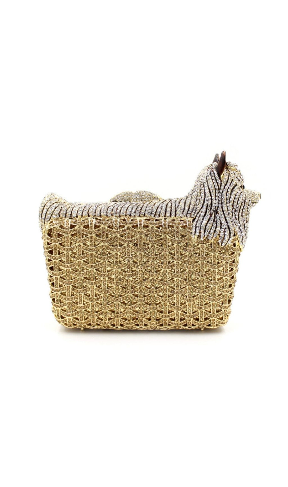 Khamani Gold Diamante Dog Clutch Bag - Luxury Crystal Pet Purse