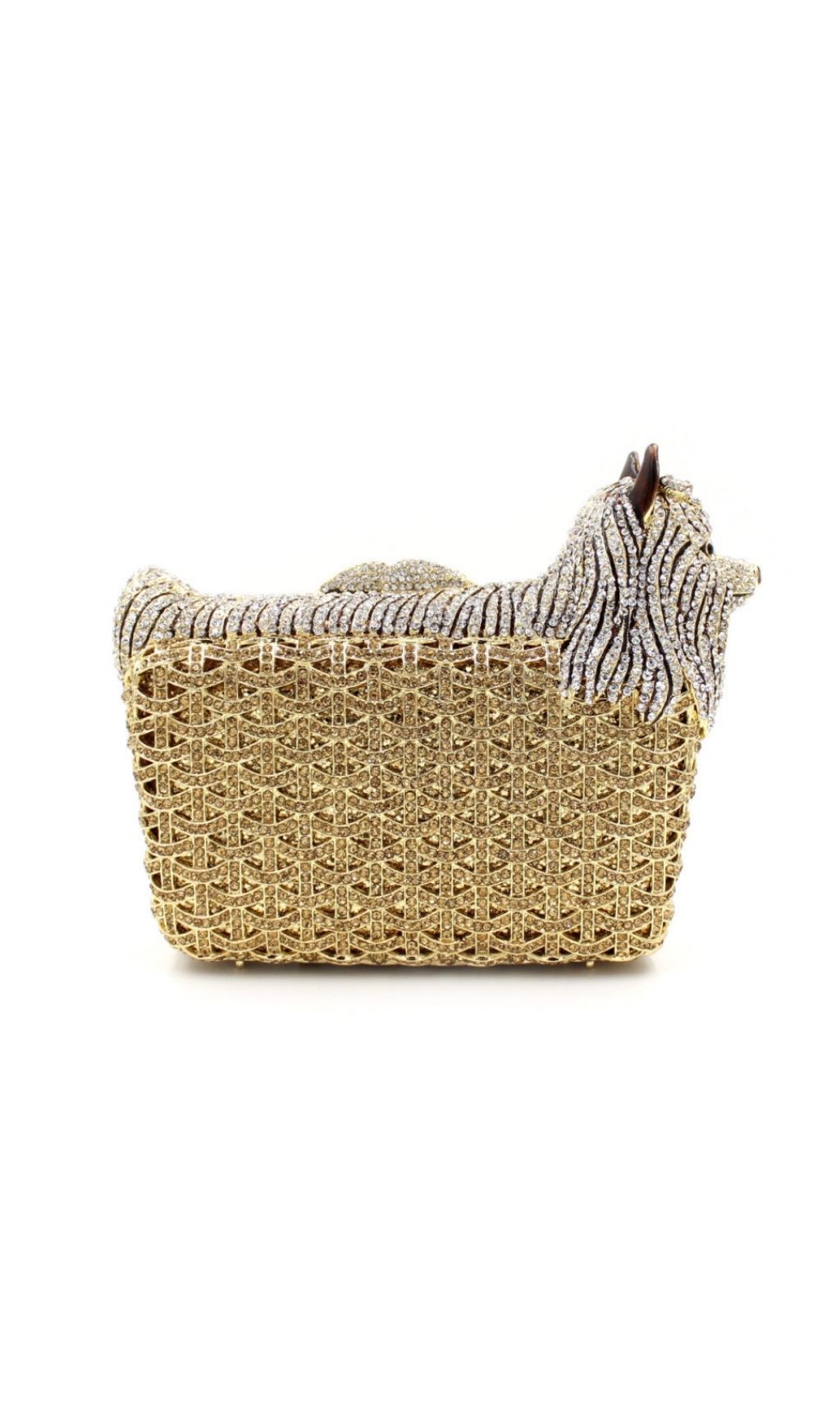 Khamani Gold Diamante Dog Clutch Bag - Luxury Crystal Pet Purse