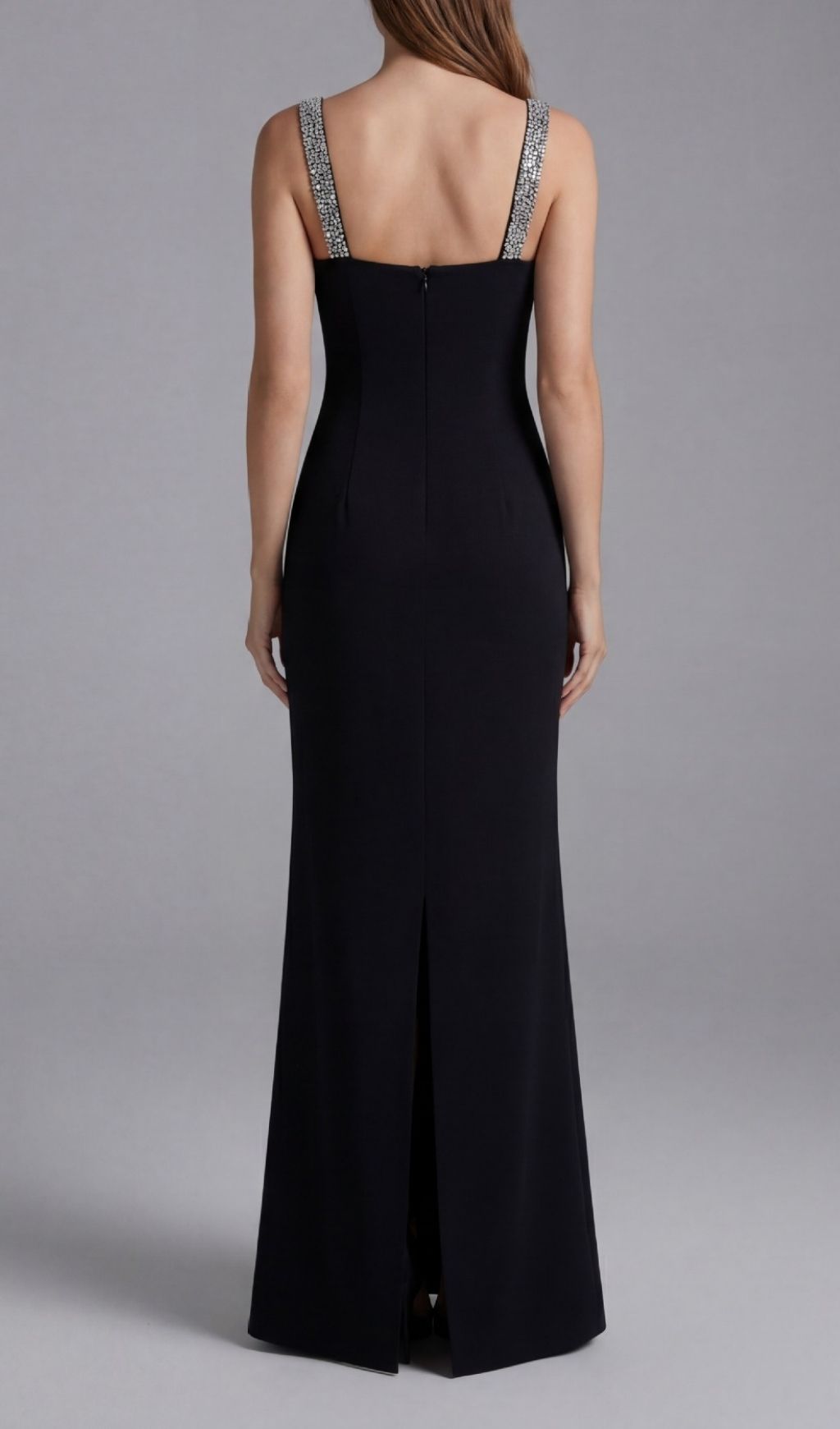 Kendall Black Diamante Strappy Maxi Gown - Glamorous Embellished Evening Dress