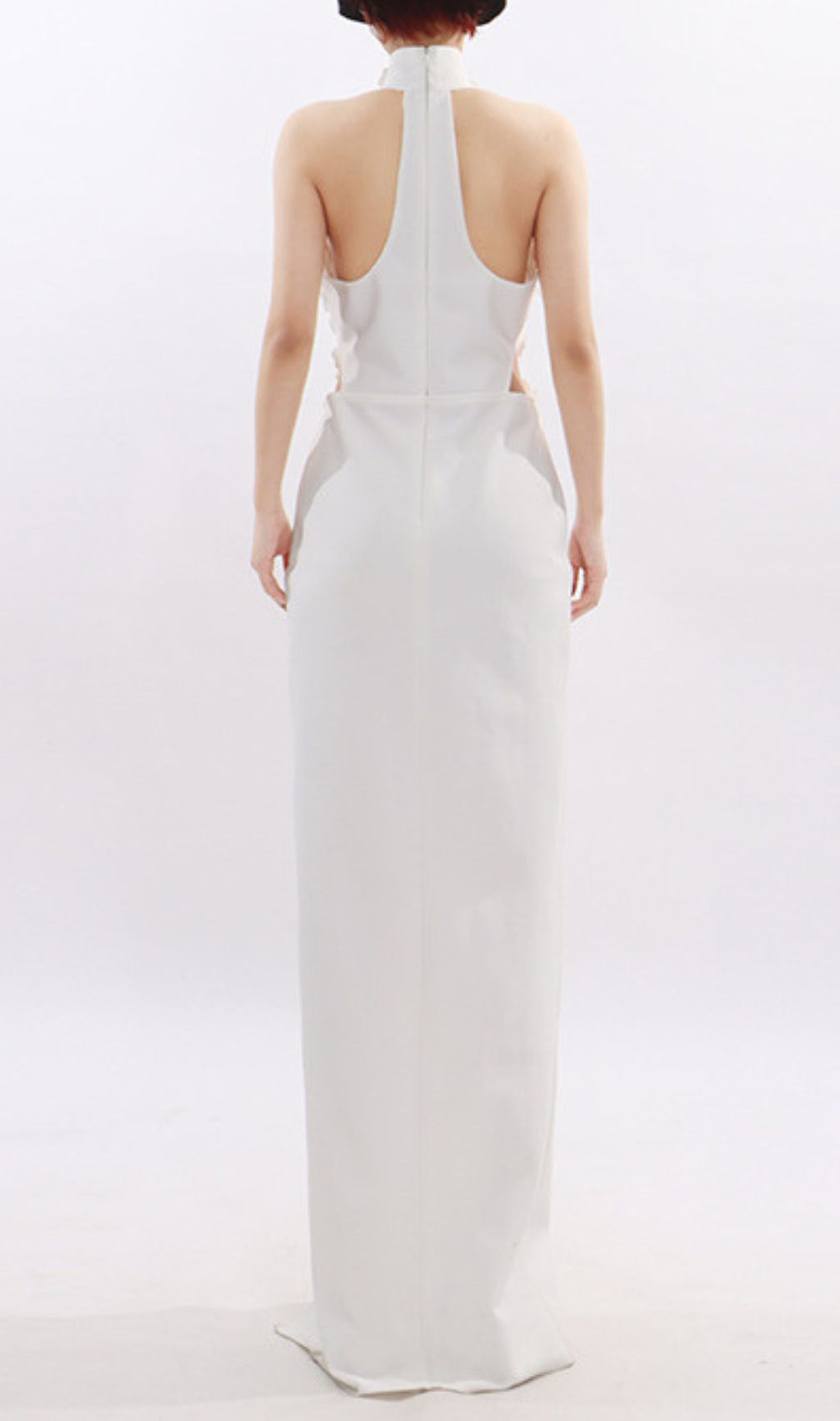 Jezel White 3D Floral Halter Maxi Dress - Elegant Wedding Guest & Gala Gown