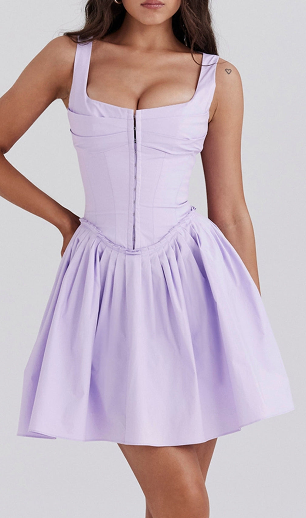 Attina Purple Pleated Mini Dress