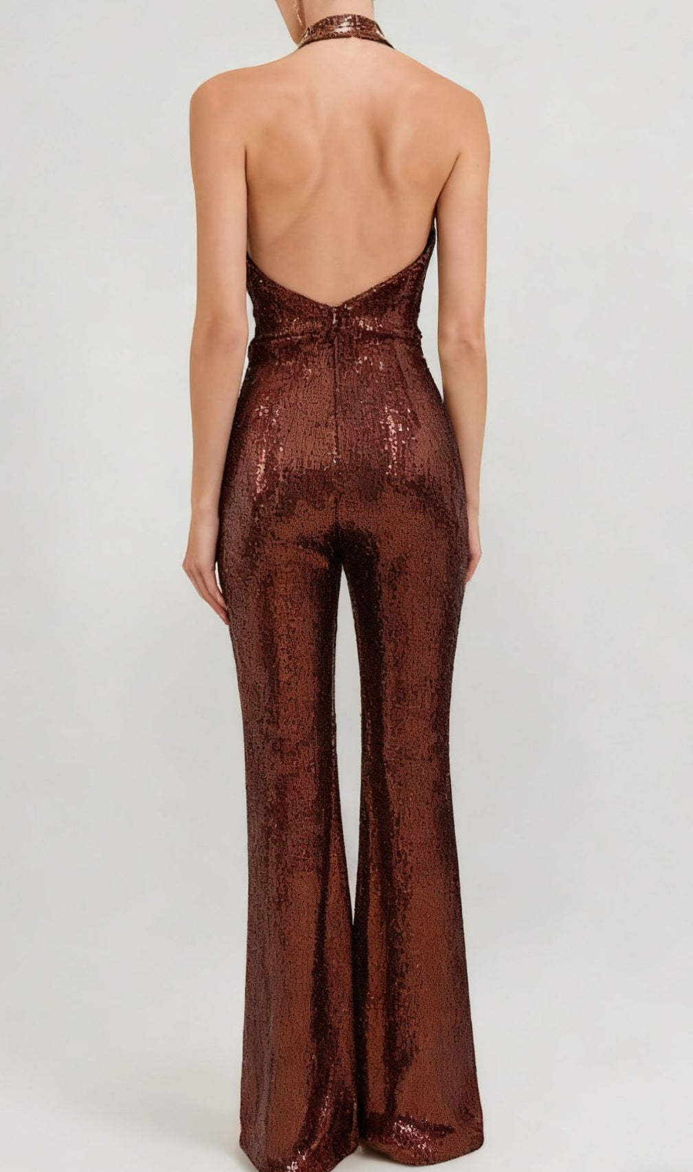 Ikram Glamorous Sequin Halter Jumpsuit for Women | Party & Evening Wear