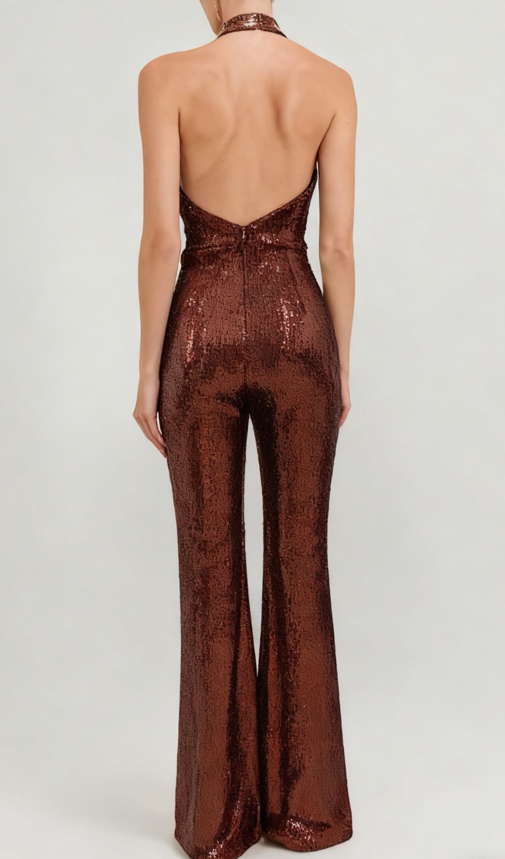 Ikram Glamorous Sequin Halter Jumpsuit for Women | Party & Evening Wear