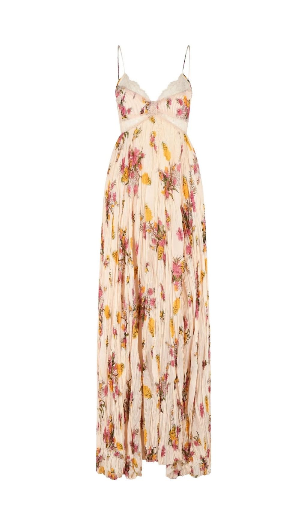 Khloe Romantic Floral & Lace Pleated Maxi Dress - Effortless Elegance