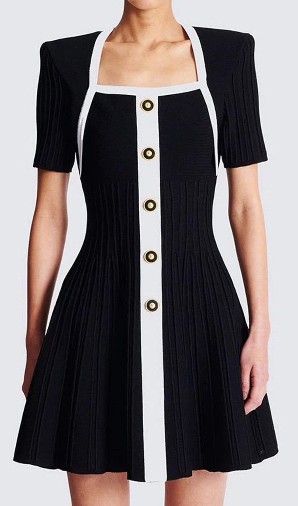 Gudrun Black Square Neck Knit Mini Dress