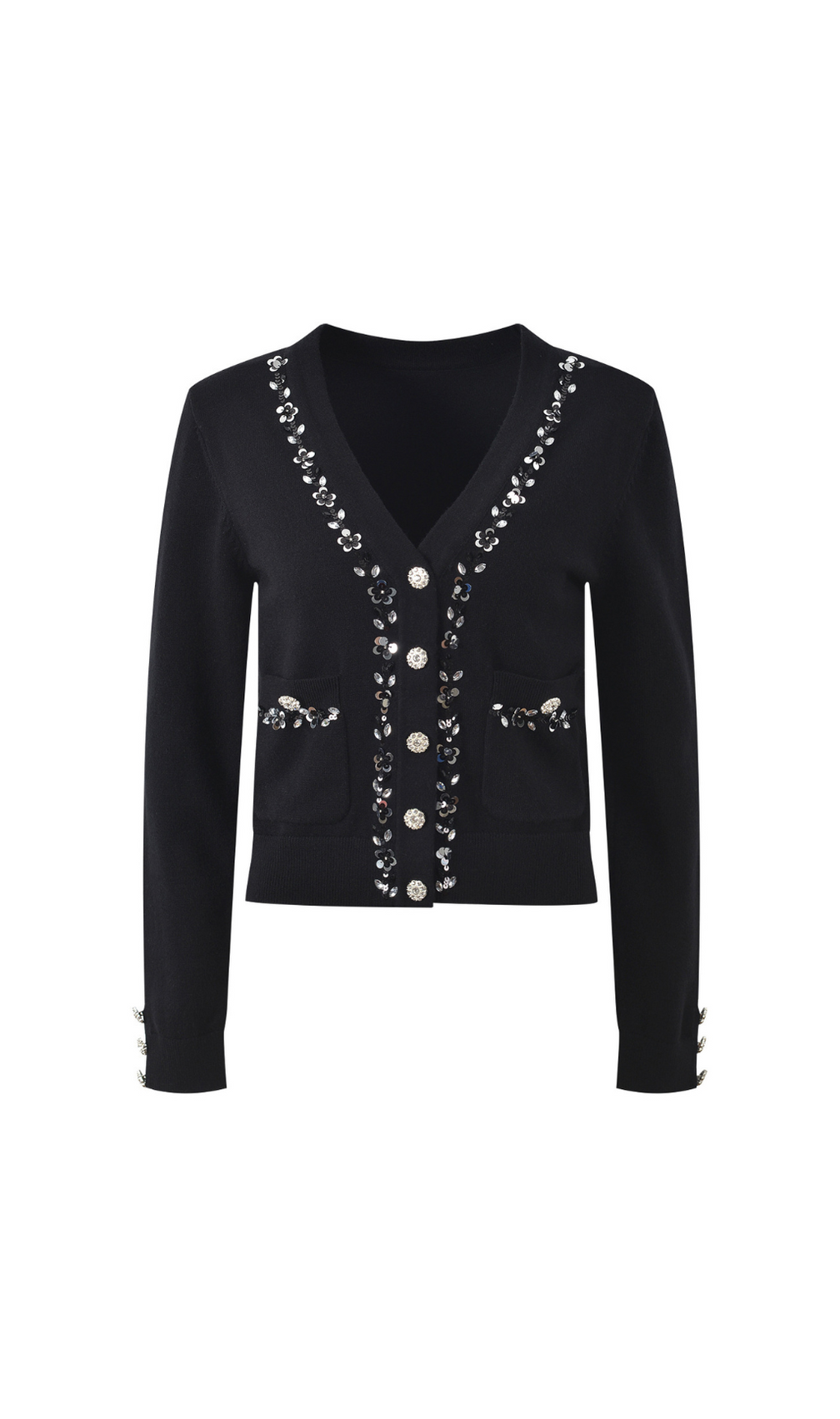 Huyana Flower Sequin Cardigan