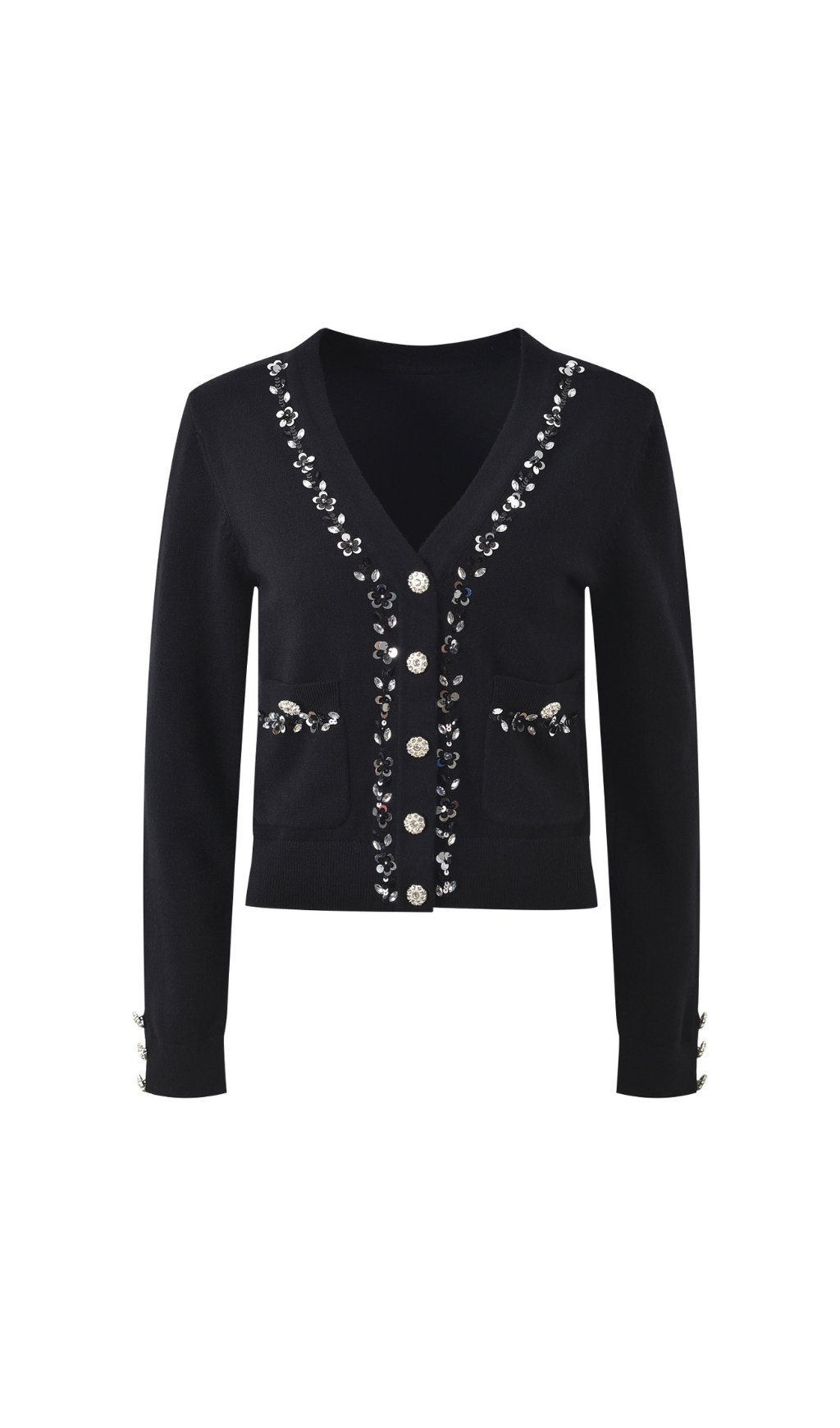 Huyana Flower Sequin Cardigan