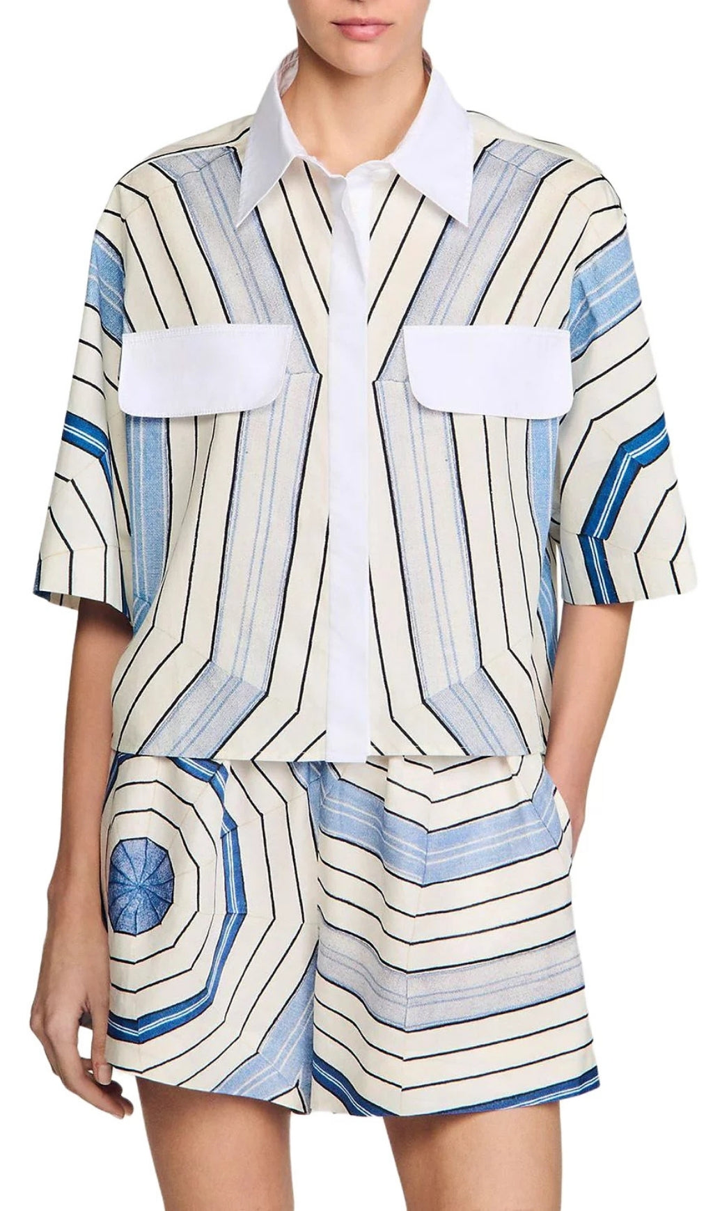 Spiral Motif Silk Shirt