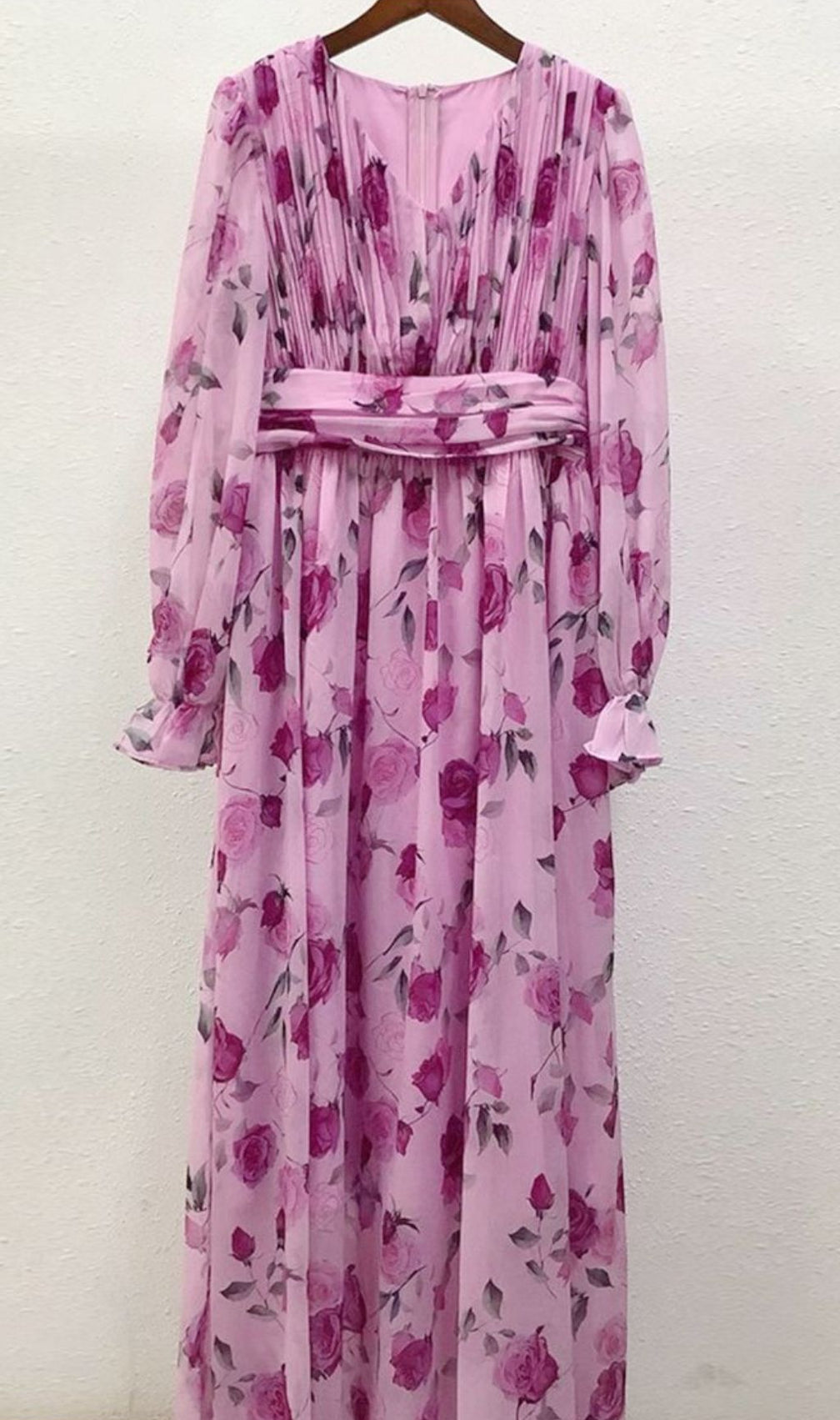 Hinda Floral Printed Long Sleeve Maxi Dress