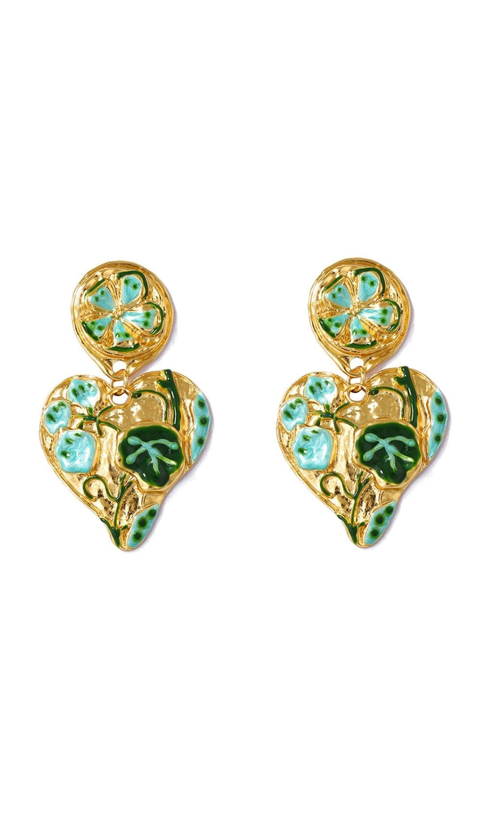 Jumelle Romantic Floral Heart Drop Earrings