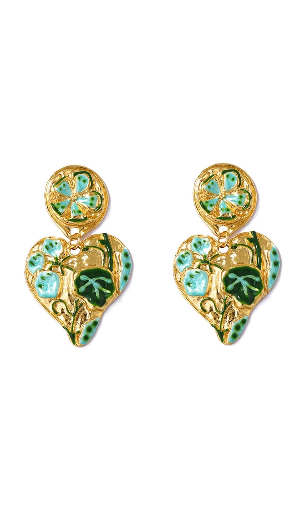 Jumelle Romantic Floral Heart Drop Earrings