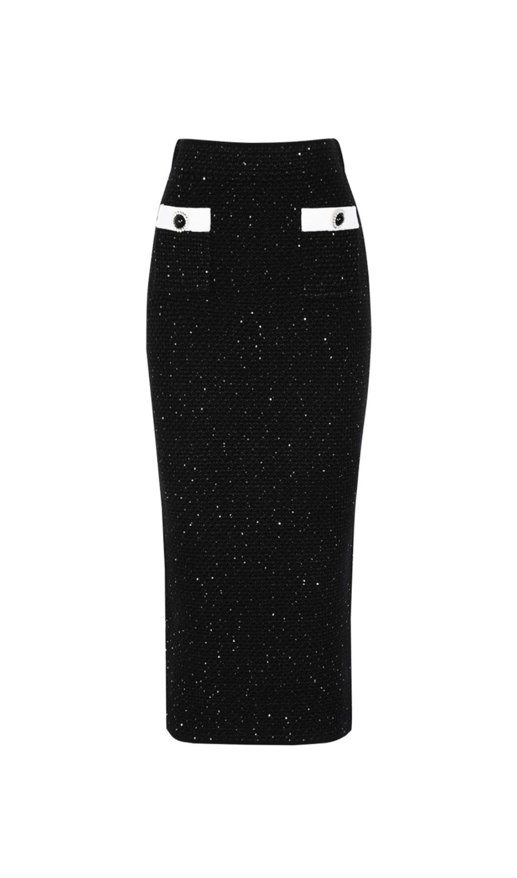 Chic Black Sparkle Tweed-Knit Cardigan & Pencil Skirt Set