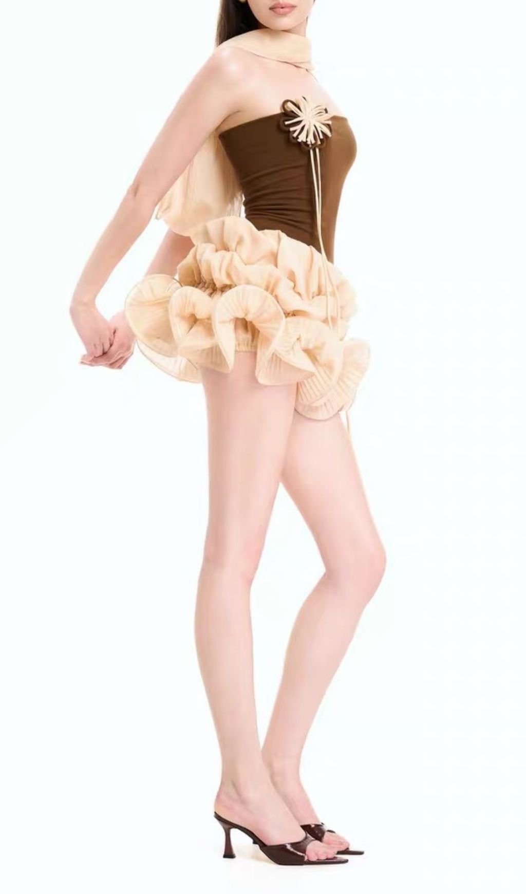 Tyvalric Strapless Flower Mini Dress