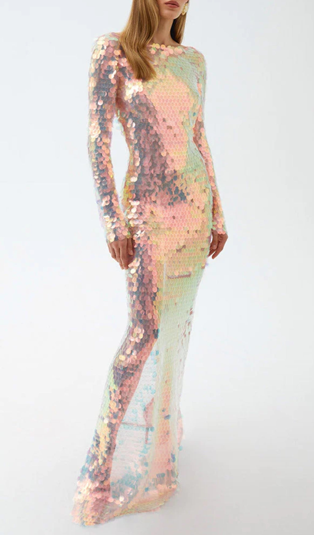 Aella Sequins Backless Maxi Dress