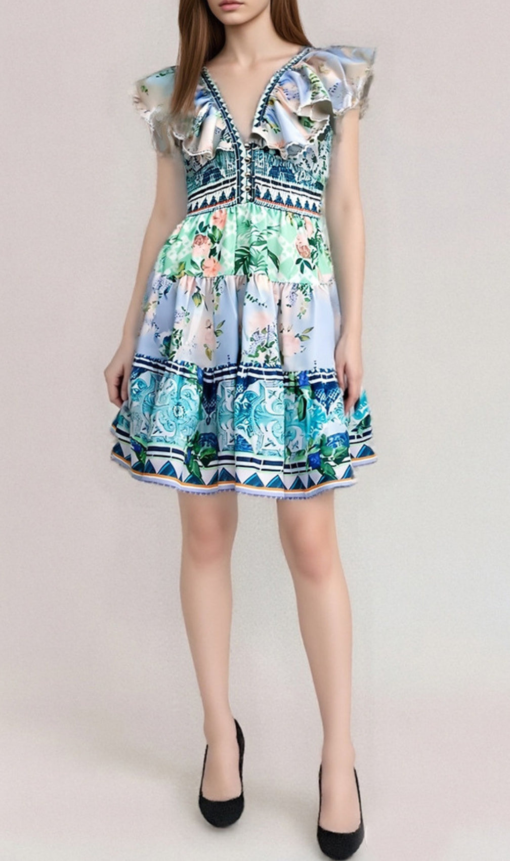 Exavier V-Neck Printed Mini Dress