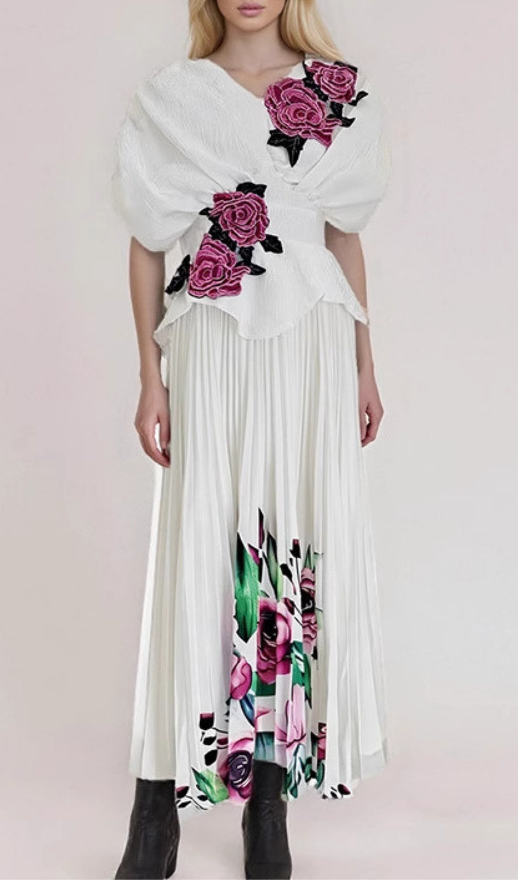 Fran White Flower Maxi Dress