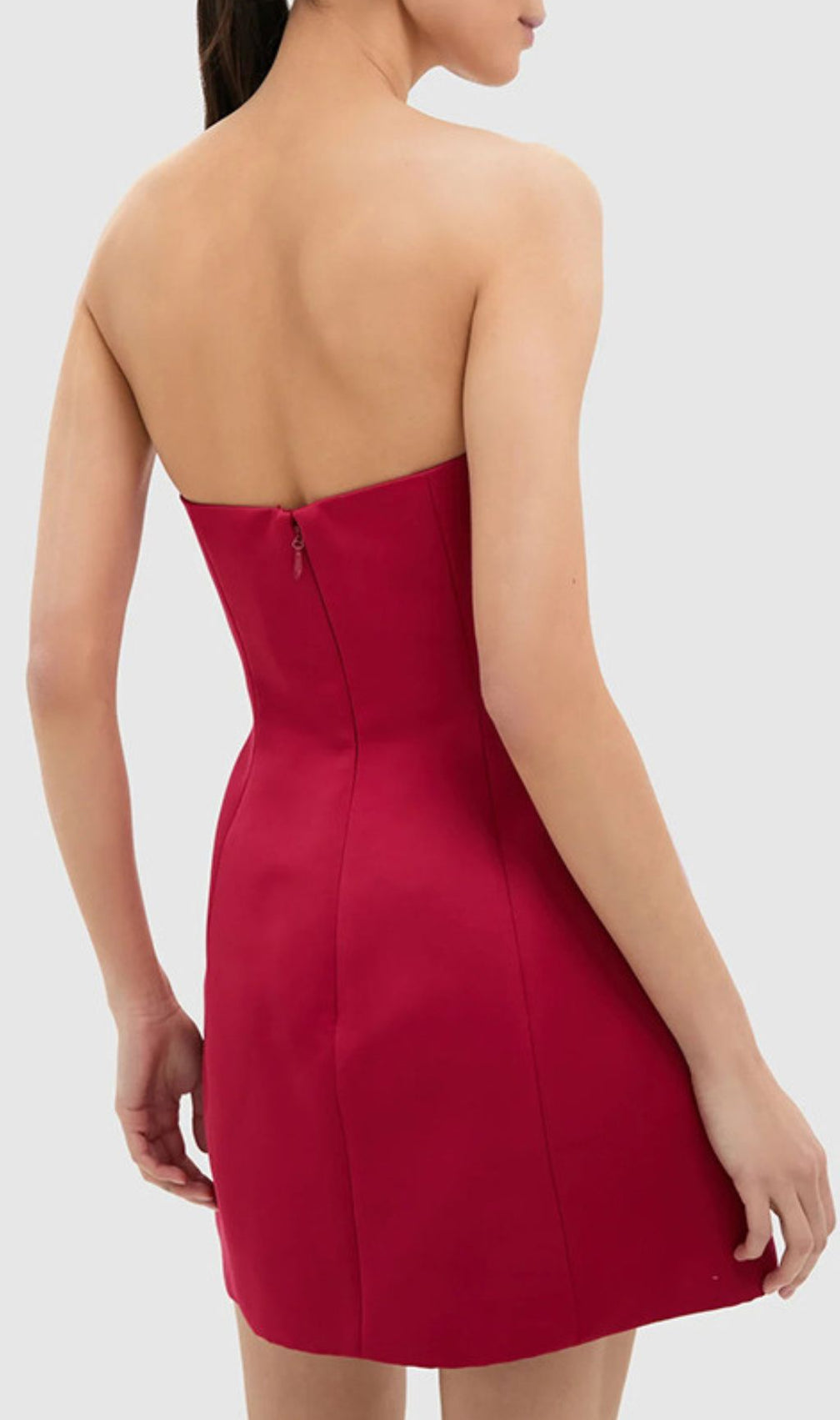 Vibrant Huy Rose Red Strapless Mini Dress | Exquisite 3D Floral Appliqués