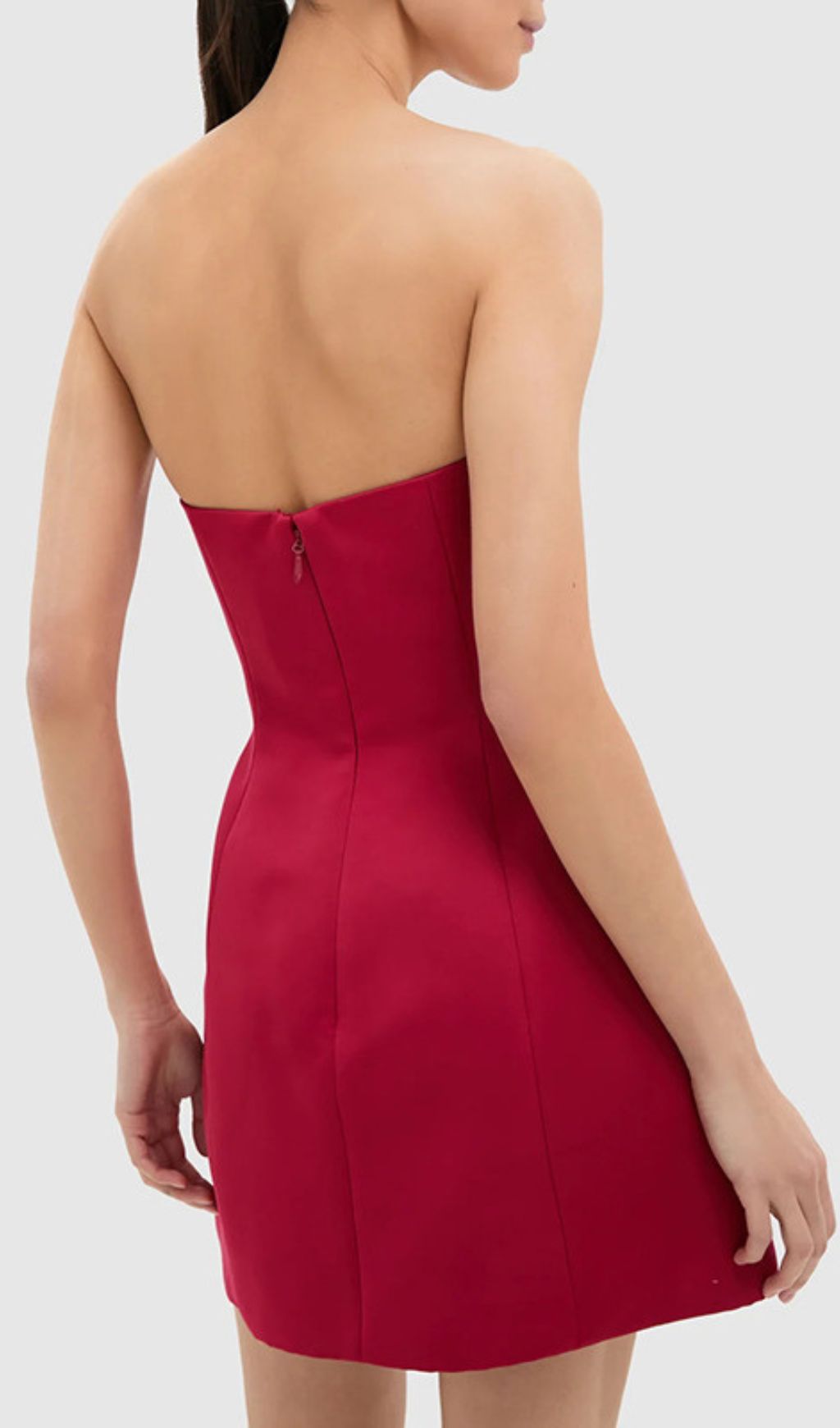 Vibrant Huy Rose Red Strapless Mini Dress | Exquisite 3D Floral Appliqués