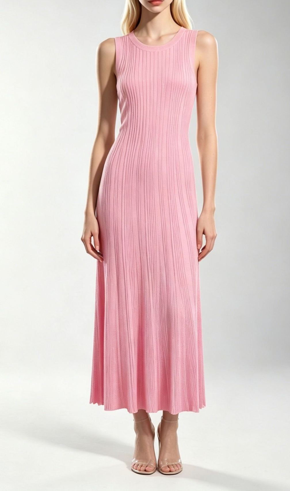 Kiandra Pink Sleeveless Ribbed Knit Maxi Dress | Effortless Chic & Comfort