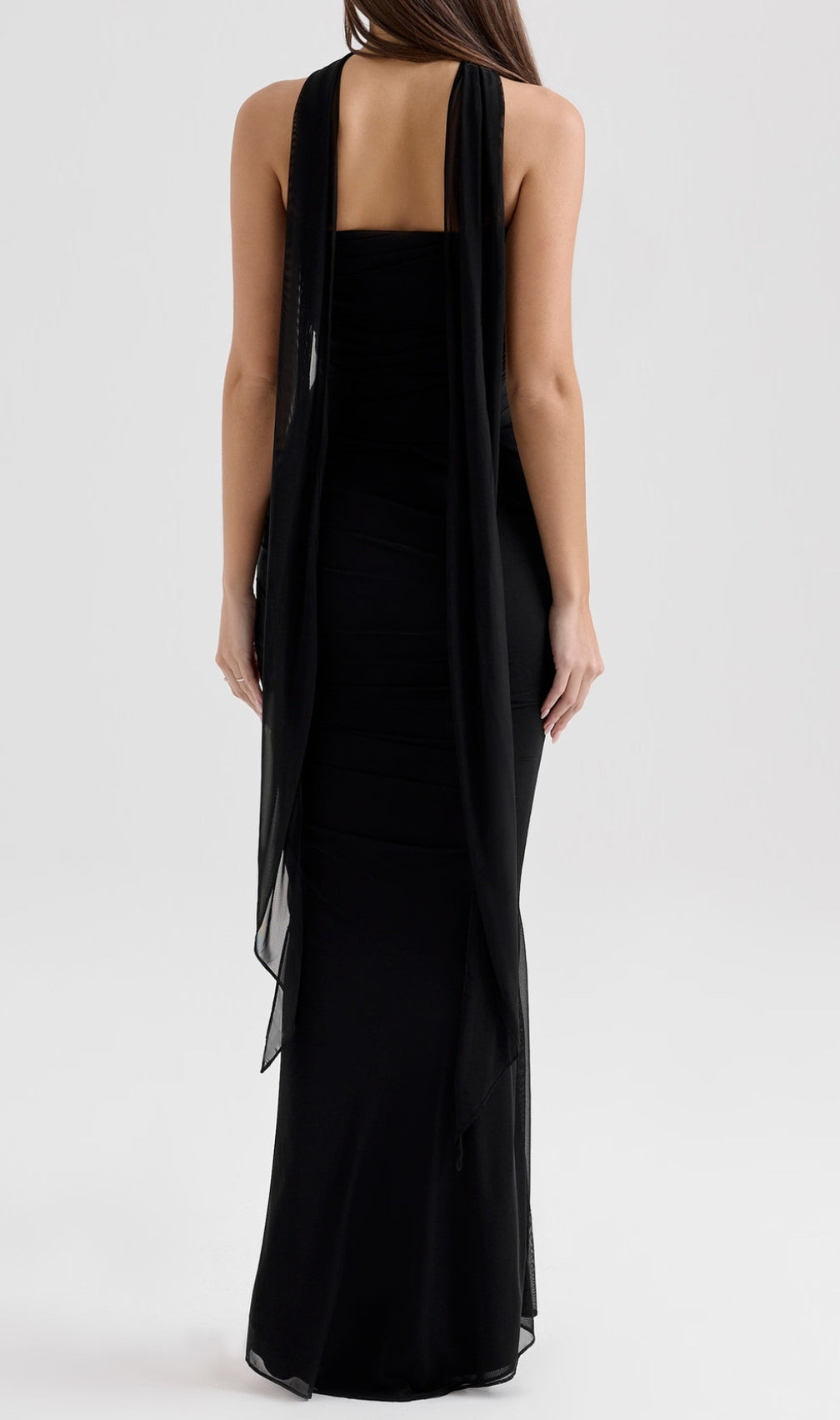 Barbie Black Corset Top Fluted Hem Maxi Dress