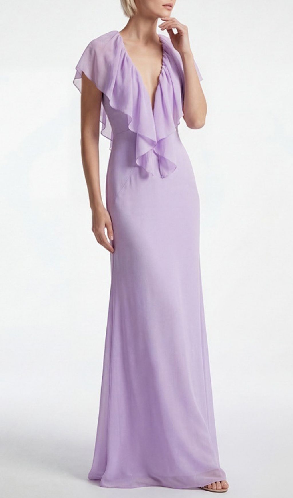 Simona Deep V-Neck Backless Maxi Dress in Purple