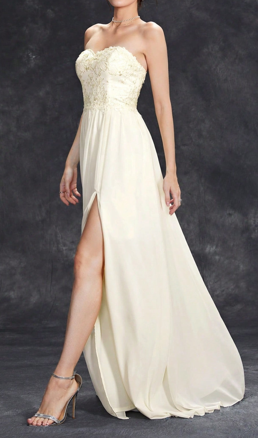 Demia Strapless Flower Maxi Dress