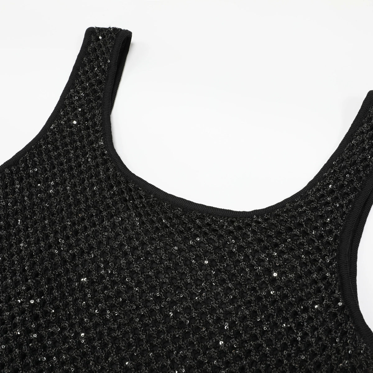 Kimbra Black Sequin Knit Midi Dress | Sleeveless Glamour for Special Nights