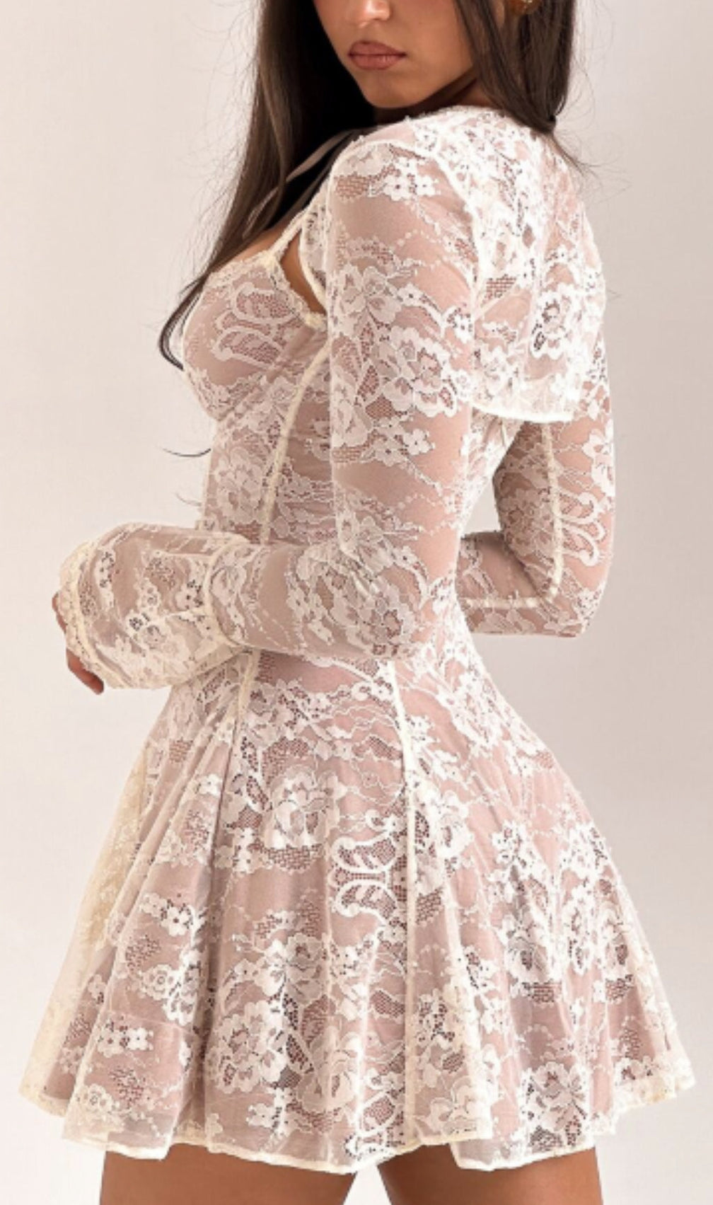 Brea Vintage Cream Lace Mini Dress