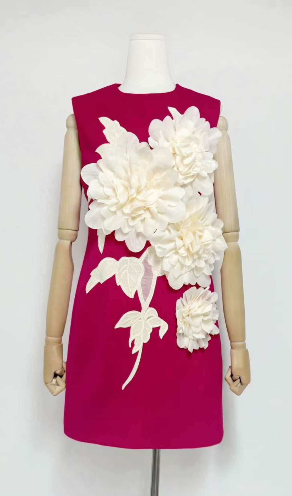 Jocasta Elegant Black Mini Dress with 3D Floral Appliqué