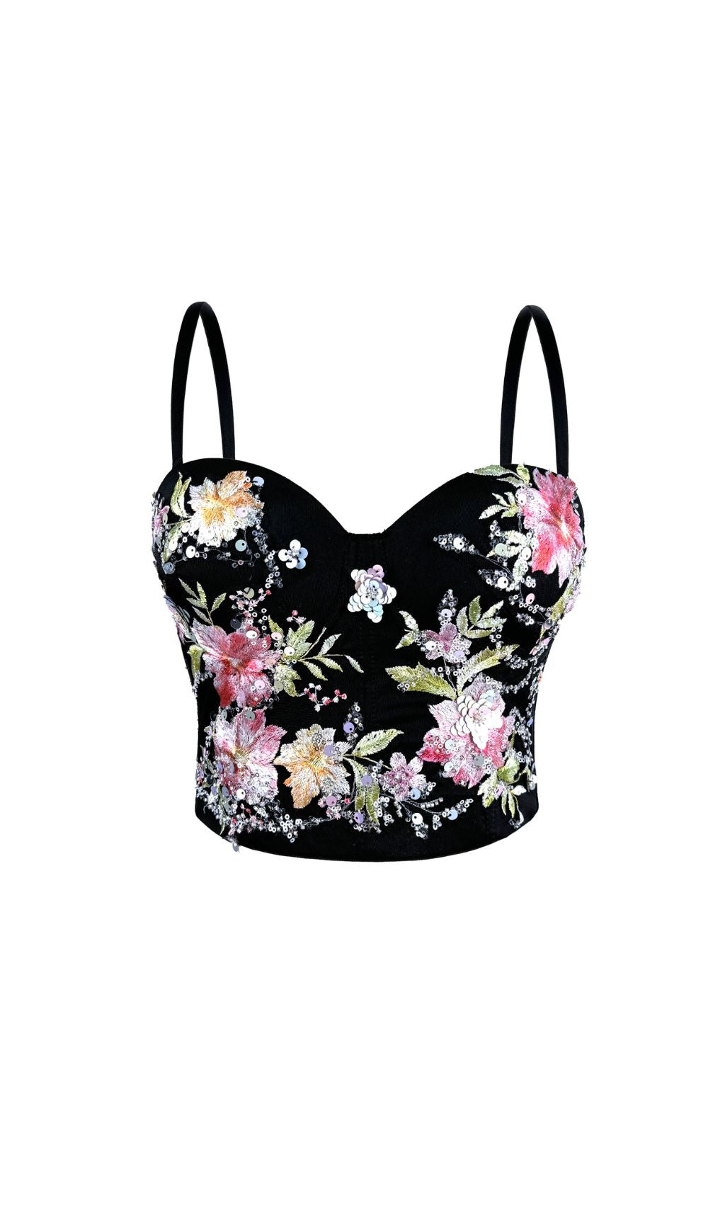 Fabiano Sequin Flower Crop Top