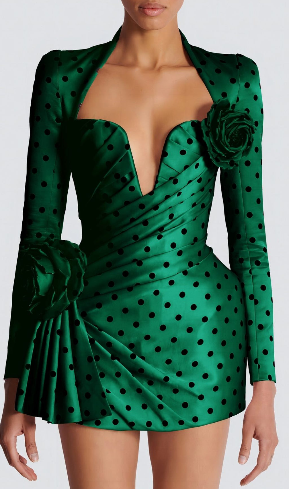 Polka Green Dots Short Printed Dress